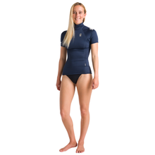 Load image into Gallery viewer, C-Skins Women's NuWave Rash X UPF50+ Short Sleeve Rash Vest (Bluestone/White)