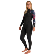 Load image into Gallery viewer, C-Skins Women's NuWave Solace Lite 3/2mm Flatlock Steamer Wetsuit (Black/Tropical)