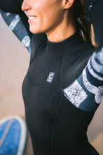 Load image into Gallery viewer, C-Skins Women's Solace 5/4/3mm Back Zip GBS Steamer Wetsuit (Black/Tropical/Black Rose)