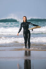 Load image into Gallery viewer, C-Skins Women's Solace 5/4/3mm Back Zip GBS Steamer Wetsuit (Black/Tropical/Black Rose)