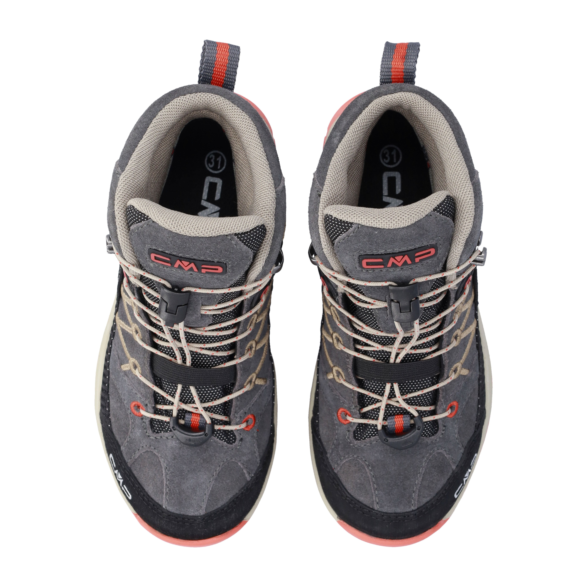 CMP Kids Rigel Trekking Waterproof Mid Trail Boots (Grey/Orange)(Sizes EU28-37)