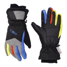 Load image into Gallery viewer, CMP Kids Softshell Insulated Ski Gloves (Nero/Royal Blue/Limeade)
