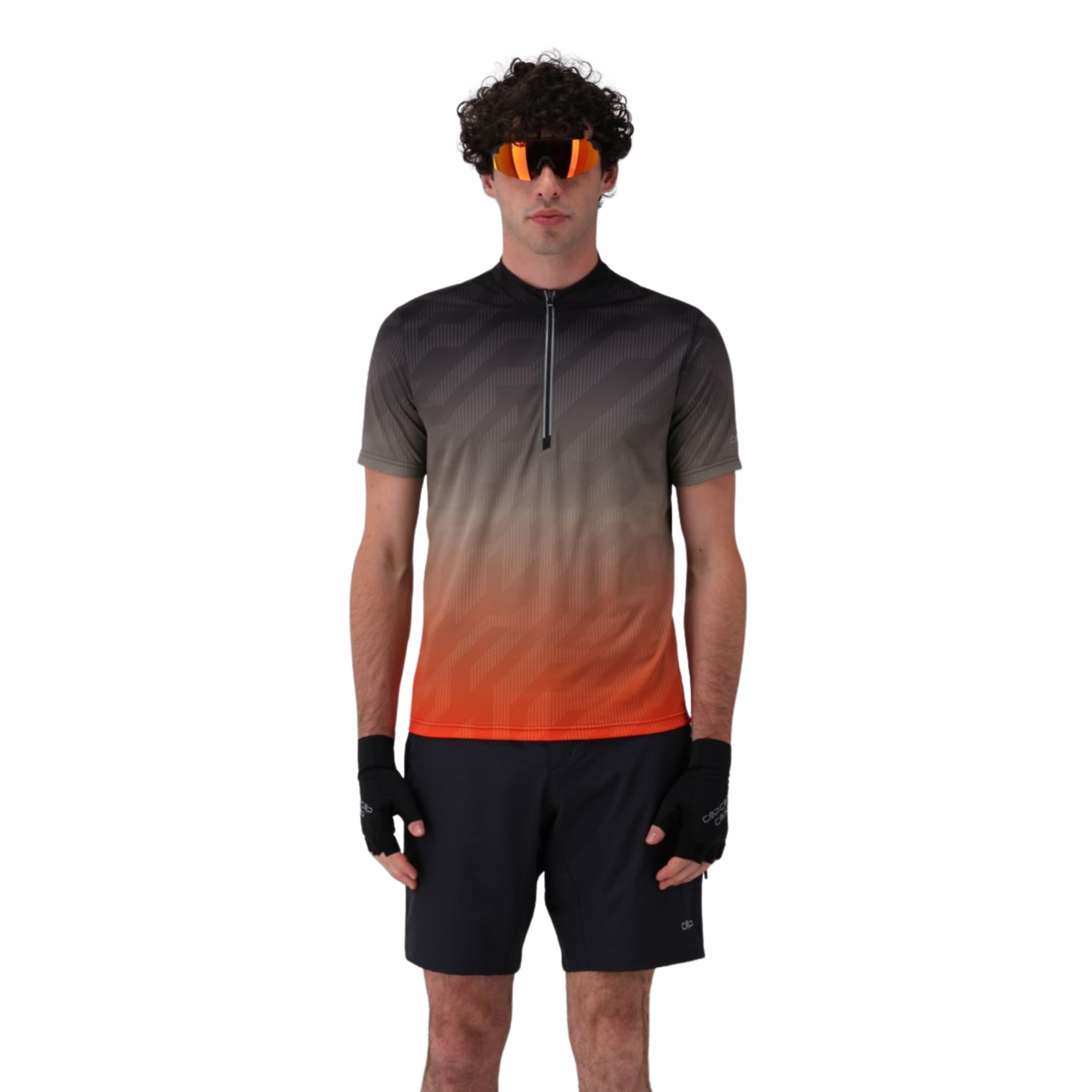 CMP Men's Freebike Short Sleeve Half Zip Cycling Tee Anthracite Corda Orange 63ZV 36N5337