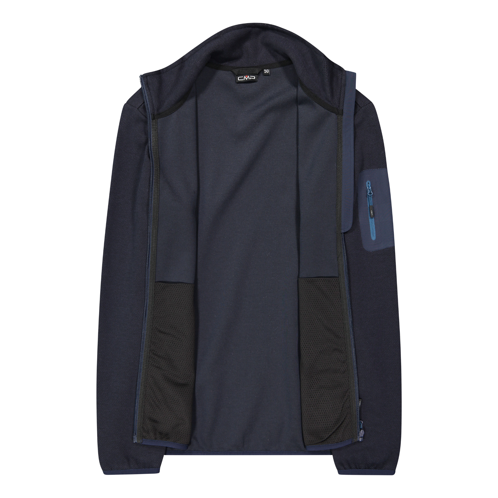 CMP Men's Jacquard Knit-Tech Full Zip Fleece (Black Blue)