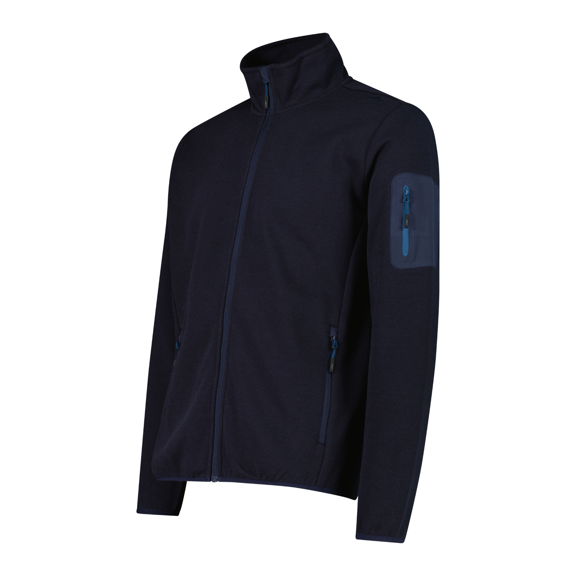 CMP Men's Jacquard Knit-Tech Full Zip Fleece (Black Blue)