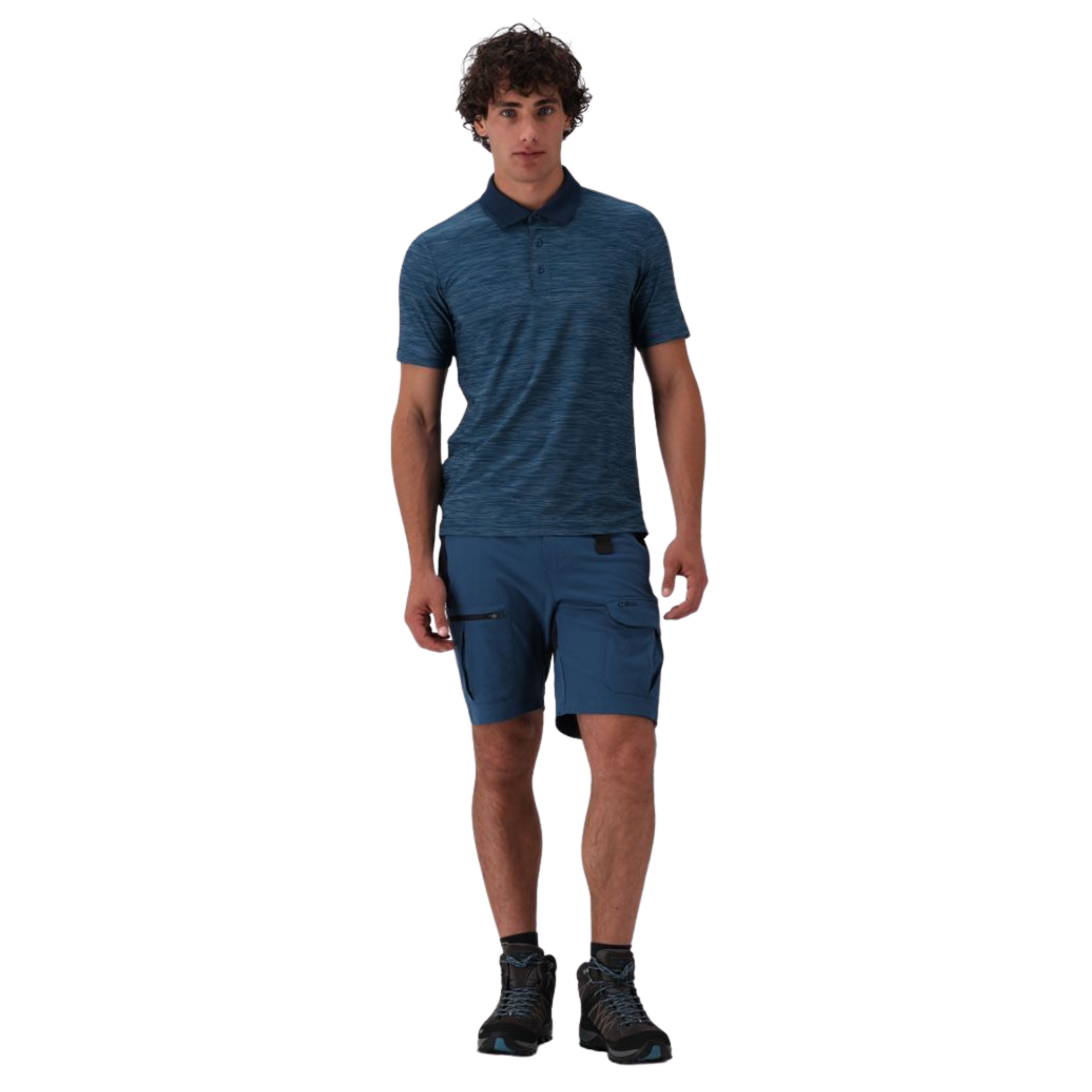 CMP Men's Melange Stretch Jersey Short Sleeve Technical Polo Shirt (Petroleum Mel)