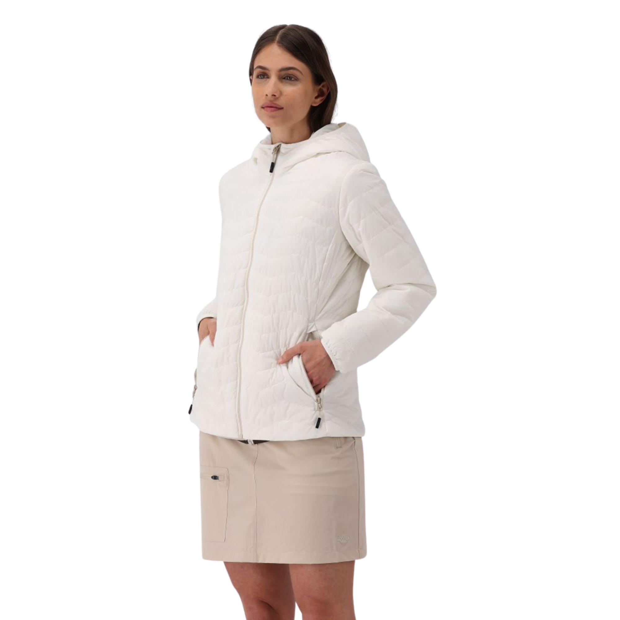 CMP Women's Padded Hooded Insulated Jacket (Offwhite)