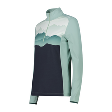 Load image into Gallery viewer, CMP Women's Softech Mountain Print Half Zip Technical Top (Jade)