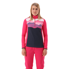 Load image into Gallery viewer, CMP Women's Softech Mountain Print Half Zip Technical Top (Red Carminio)