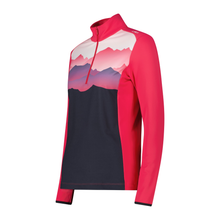 Load image into Gallery viewer, CMP Women's Softech Mountain Print Half Zip Technical Top (Red Carminio)