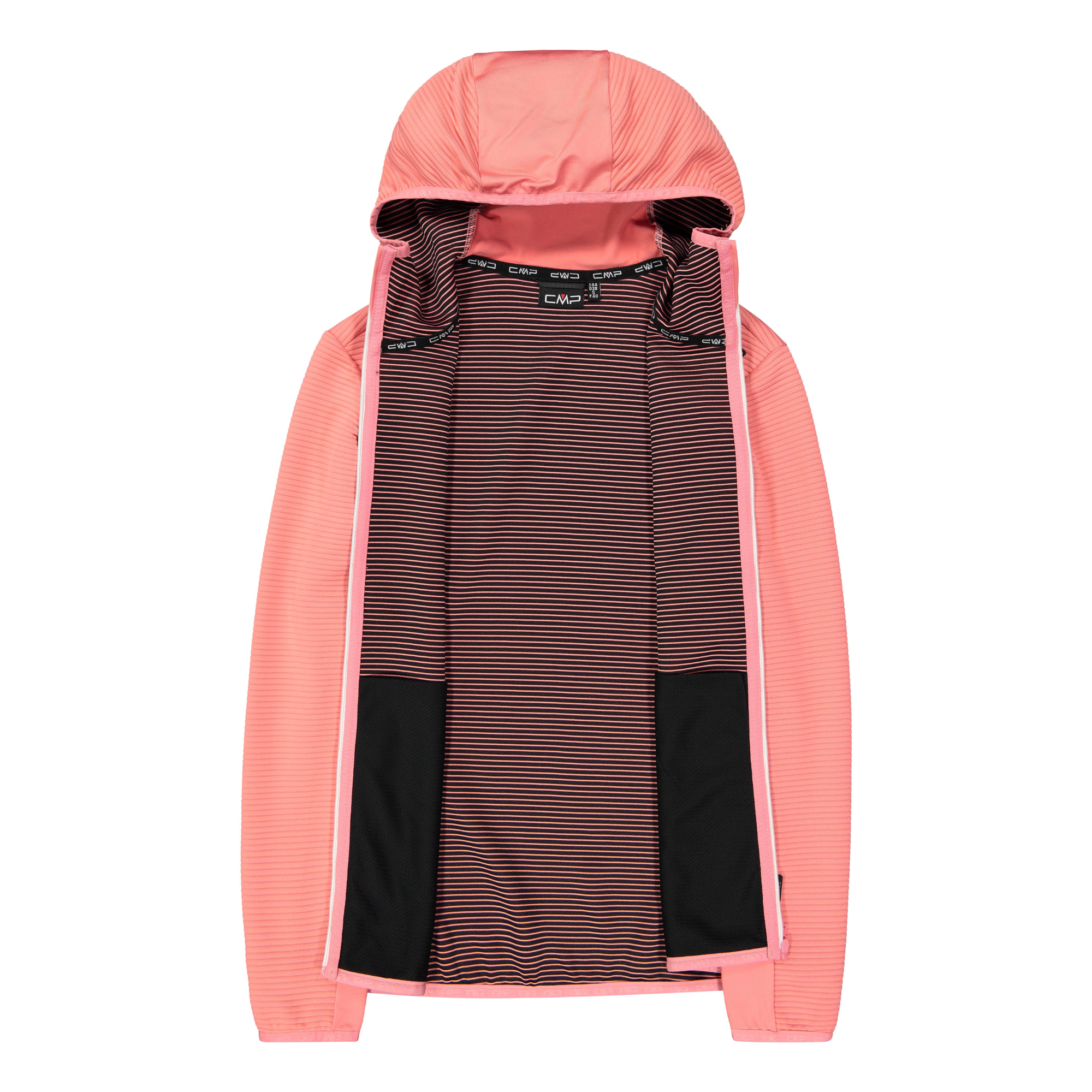 CMP Women's Unlimitech Hybrid Stretch Performance Hooded Full Zip Fleece (Coral)