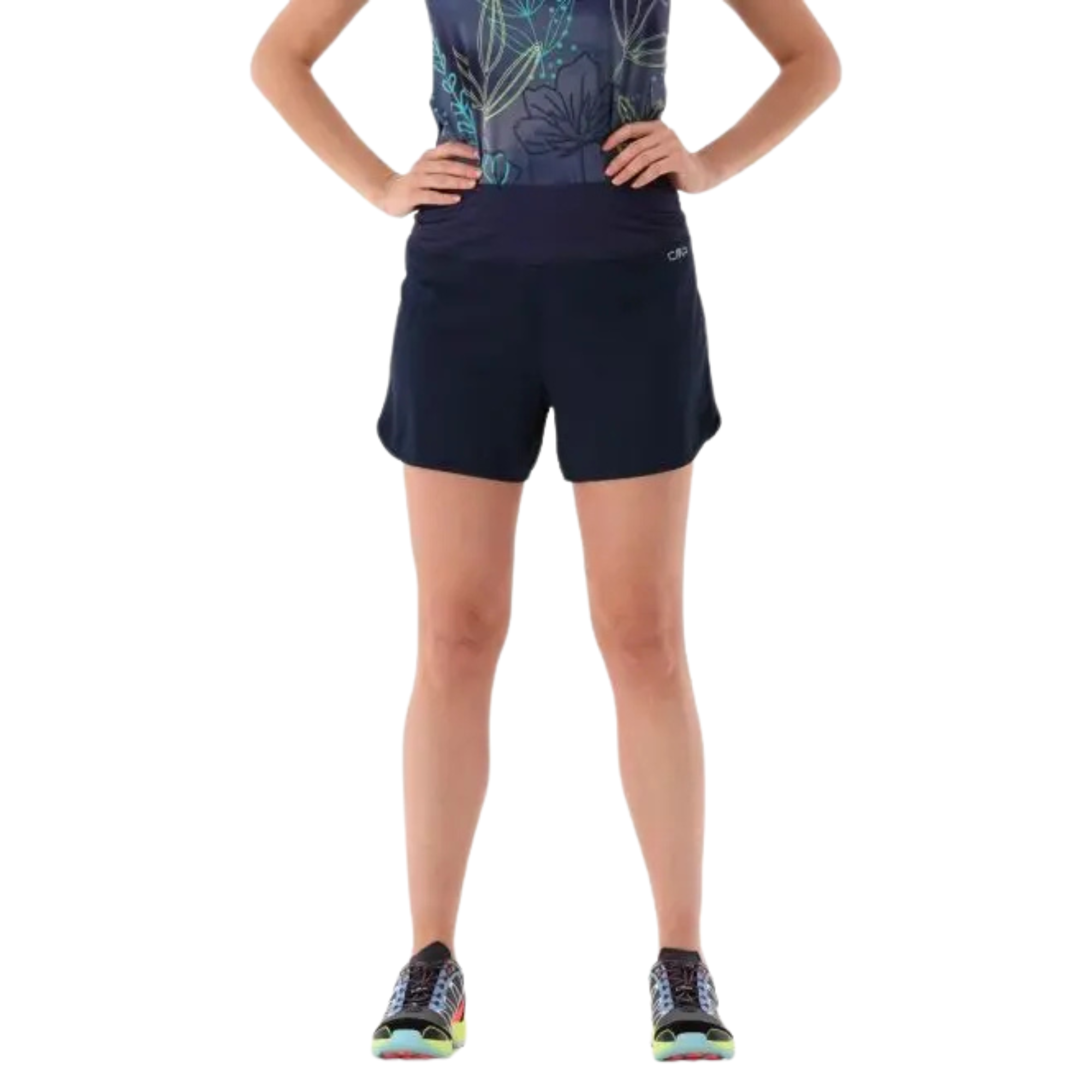 CMP Women's Unlimitech Trail Running 2-in-1 Shorts (3in)(Black/Blue)
