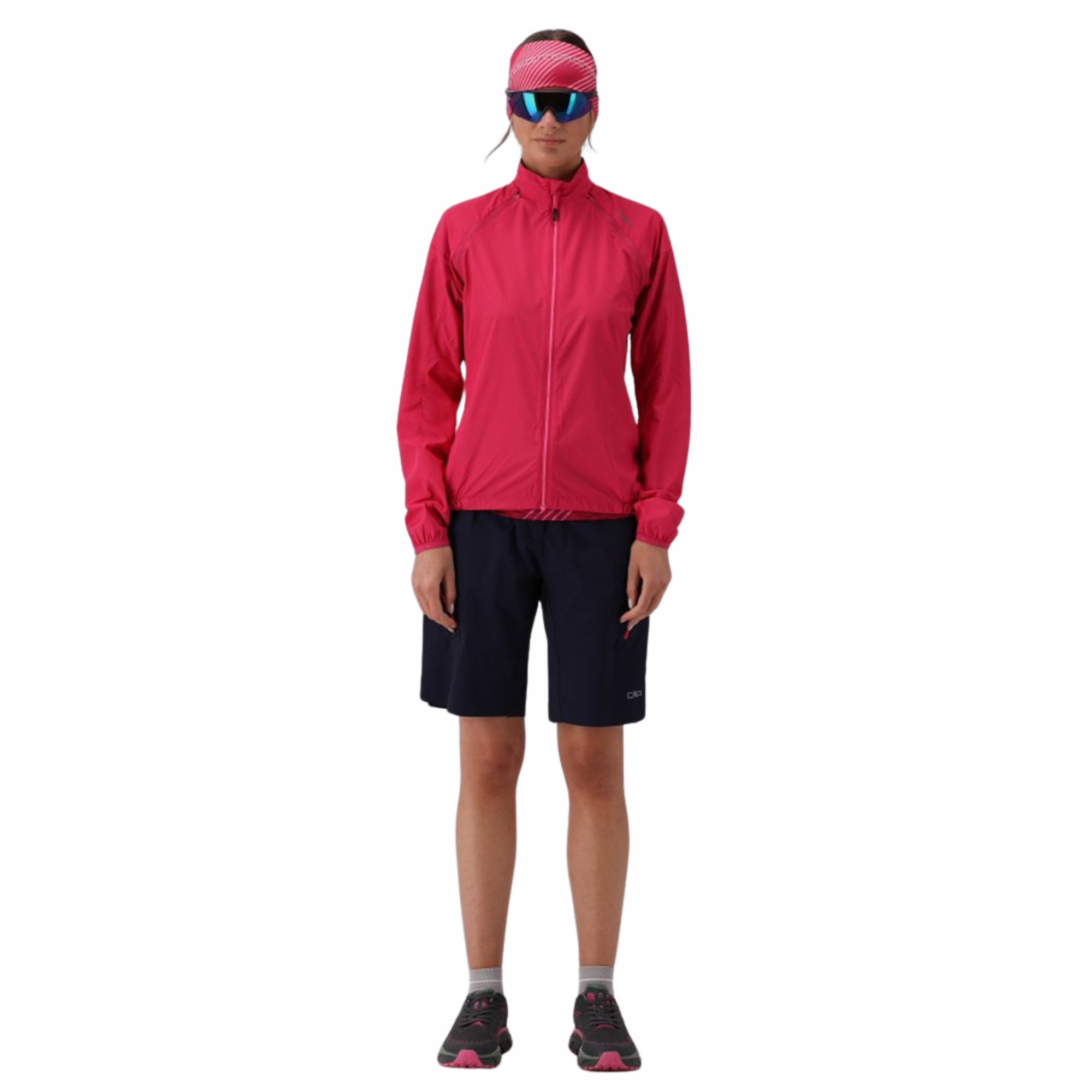CMP Women's Windproof Cycling Jacket with Detachable Sleeves Magenta B807 32C6136