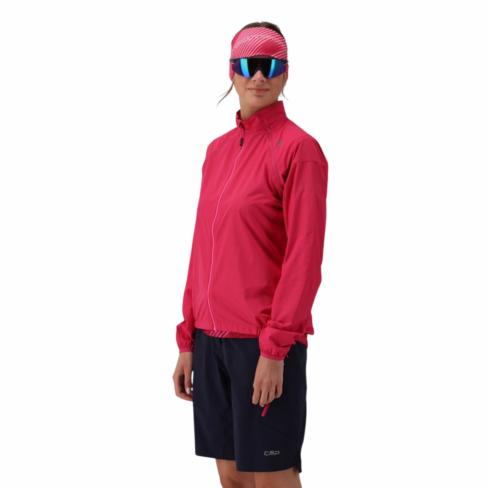 CMP Women's Windproof Cycling Jacket with Detachable Sleeves Magenta B807 32C6136