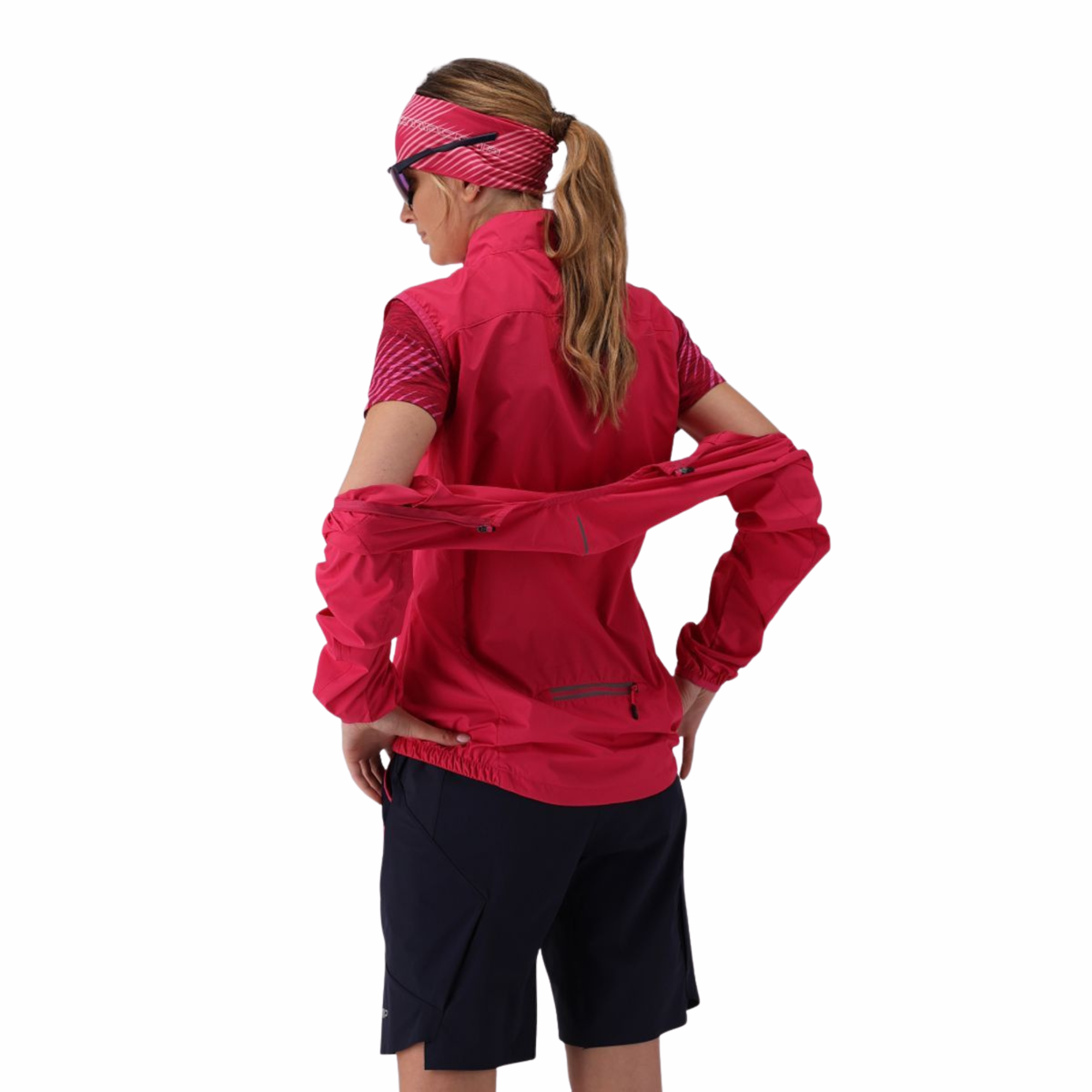 CMP Women's Windproof Cycling Jacket with Detachable Sleeves Magenta B807 32C6136