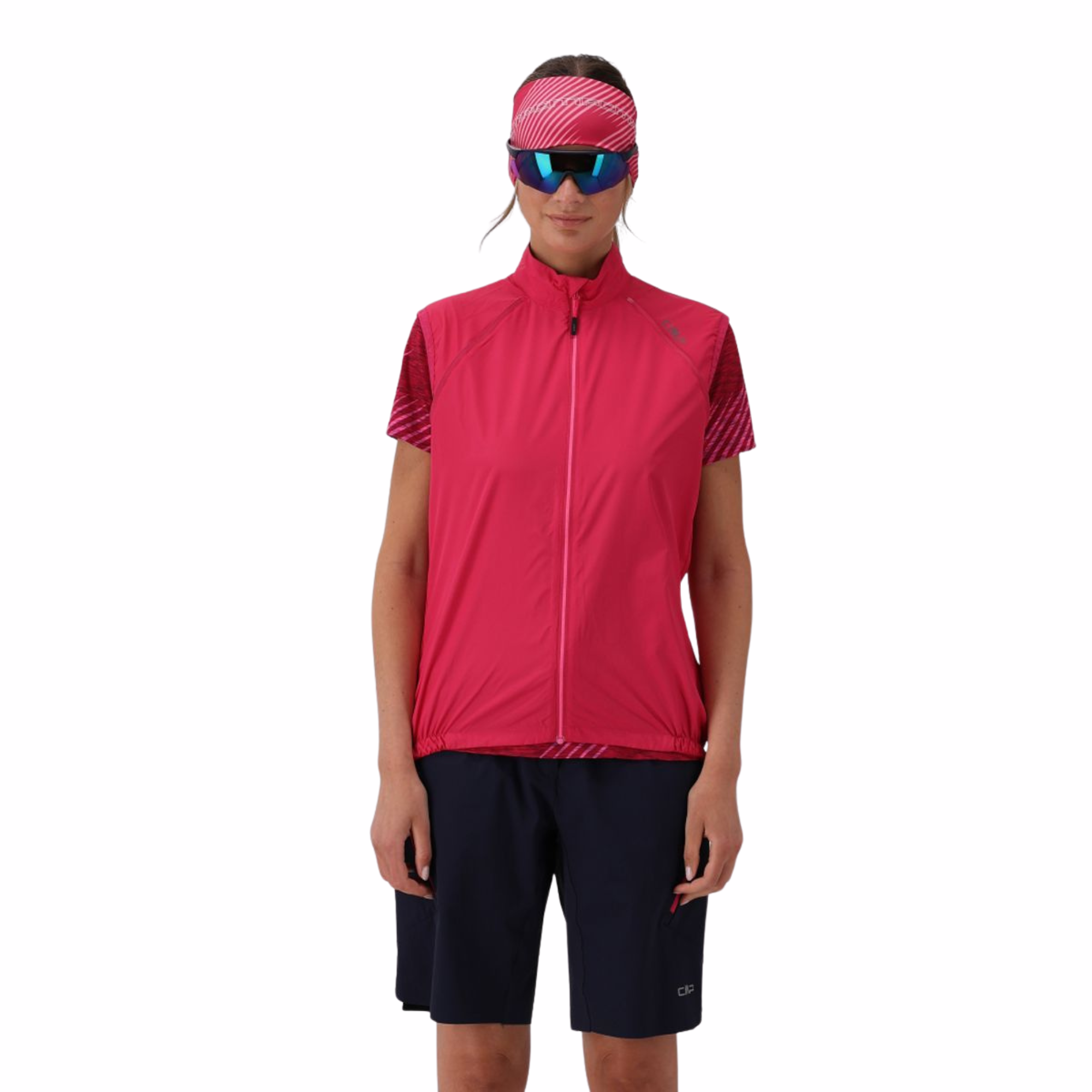CMP Women's Windproof Cycling Jacket with Detachable Sleeves Magenta B807 32C6136