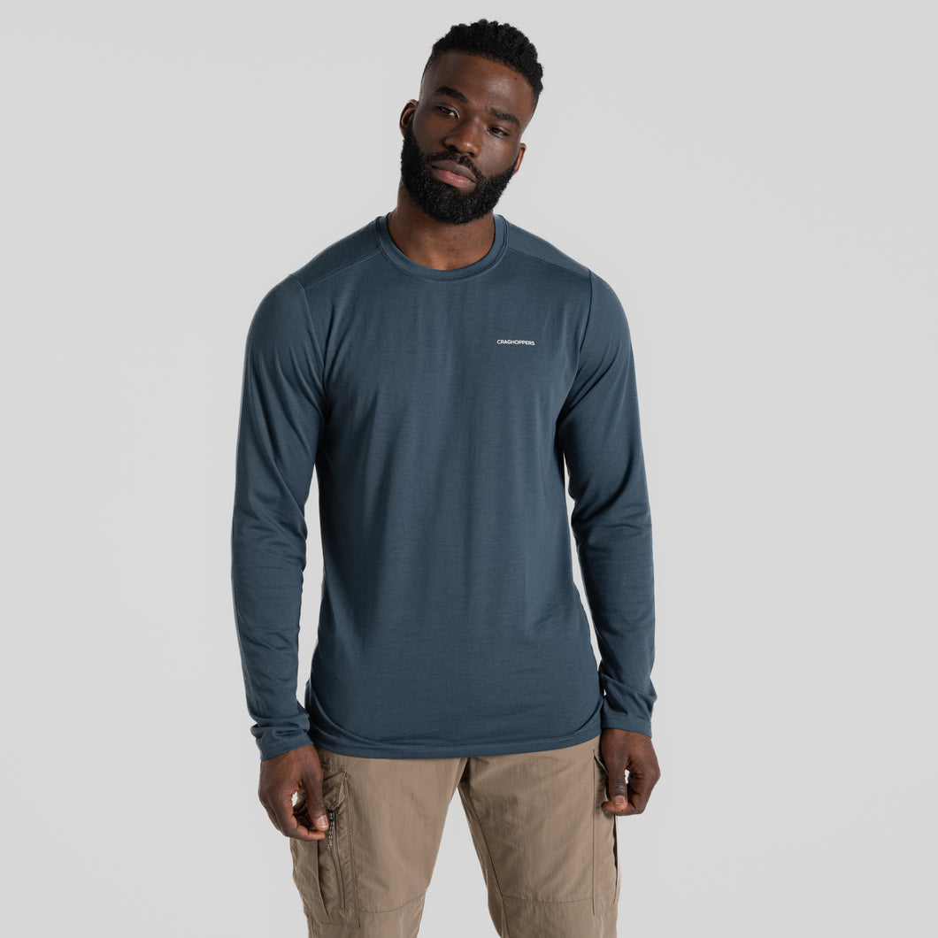 Craghoppers Men's Nosilife Abel Insect Repellent Long Sleeve Tech Tee (Blue Stone)