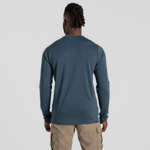Craghoppers Men's Nosilife Abel Insect Repellent Long Sleeve Tech Tee (Blue Stone)