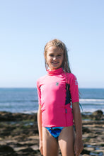 Load image into Gallery viewer, C-Skins Junior Unisex NuWave Rash X UPF50+ Short Sleeve Rash Vest (Lipstick/Slate/Multi)