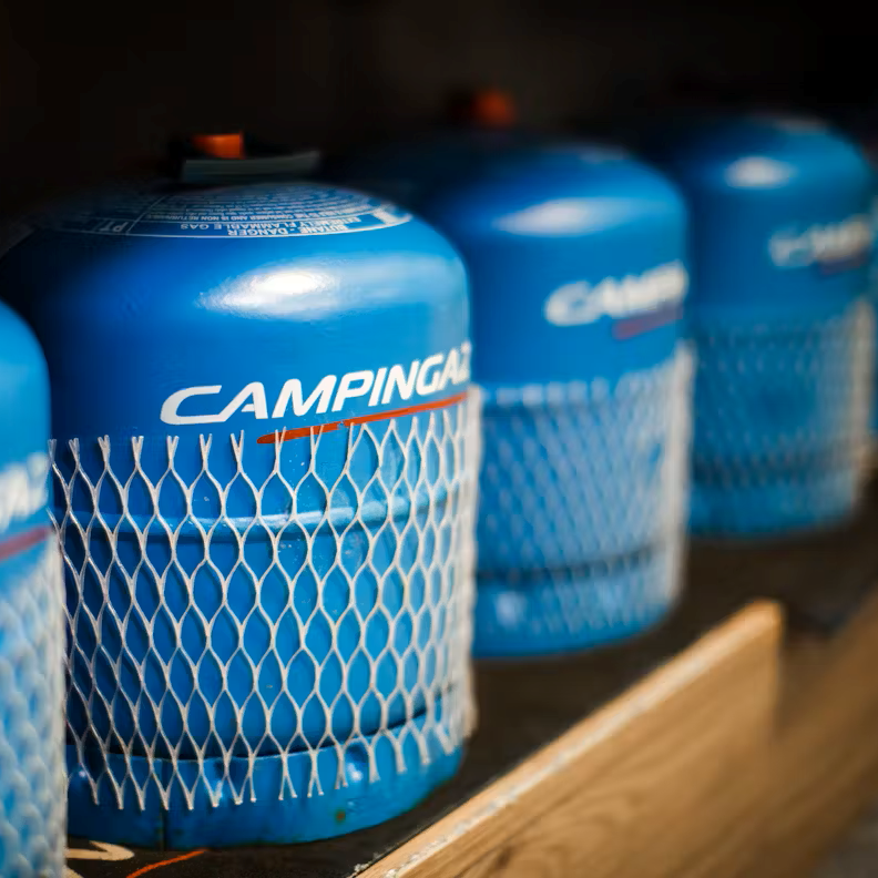 Camping Gaz 907 Gas Refill Only GAS907 sitting on a shelf