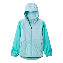 Load image into Gallery viewer, Columbia Kids Rainy Trails III Fleece Lined Waterproof Jacket (Spray/Marine Light/Dolphin)