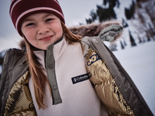 Load image into Gallery viewer, Columbia Kids Helvetia II Sherpa Half Snap Fleece Top (Dark Stone/Stone Green)(Ages 4-18)