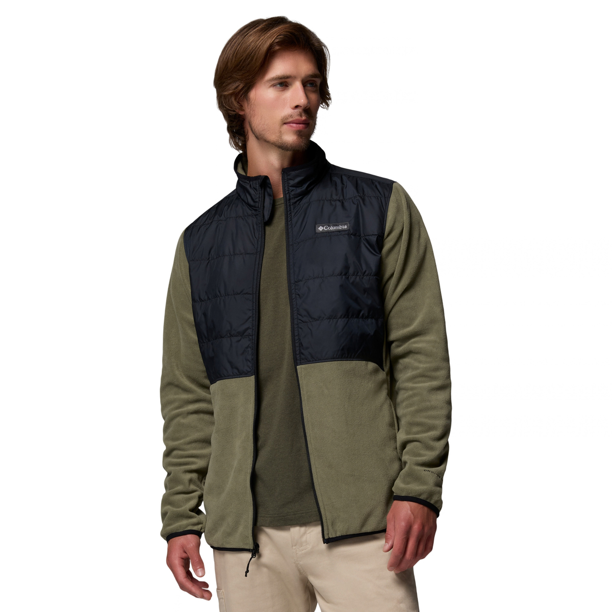 Columbia Men's Basin Butte II Hybrid Full Zip Fleece (Stone Green/Black)
