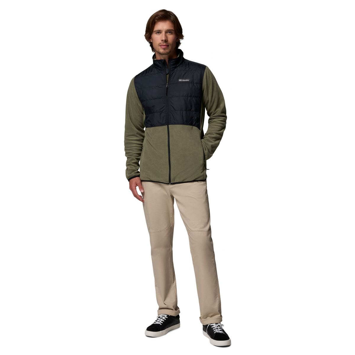Columbia Men's Basin Butte II Hybrid Full Zip Fleece (Stone Green/Black)
