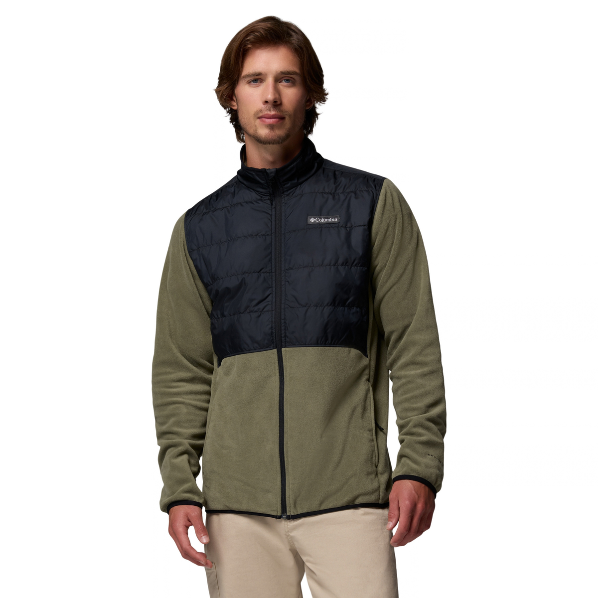 Columbia Men's Basin Butte II Hybrid Full Zip Fleece (Stone Green/Black)