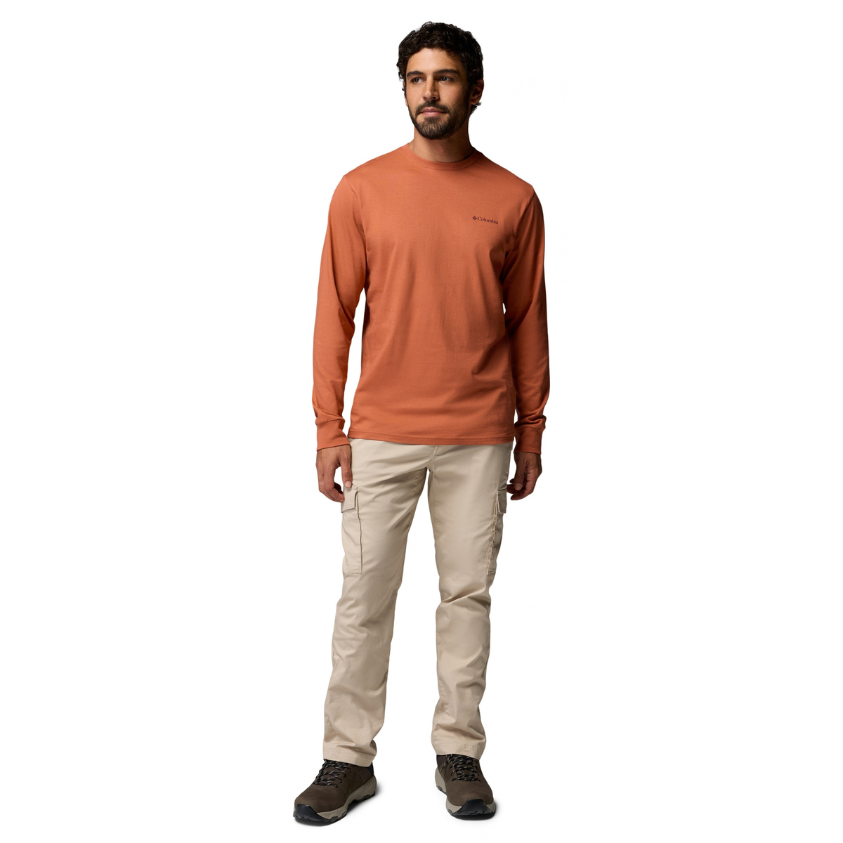 Columbia Men's CSC Graphic 100% Organic Cotton Long Sleeve Tee Teak Brown Textured Scene 235 2174131