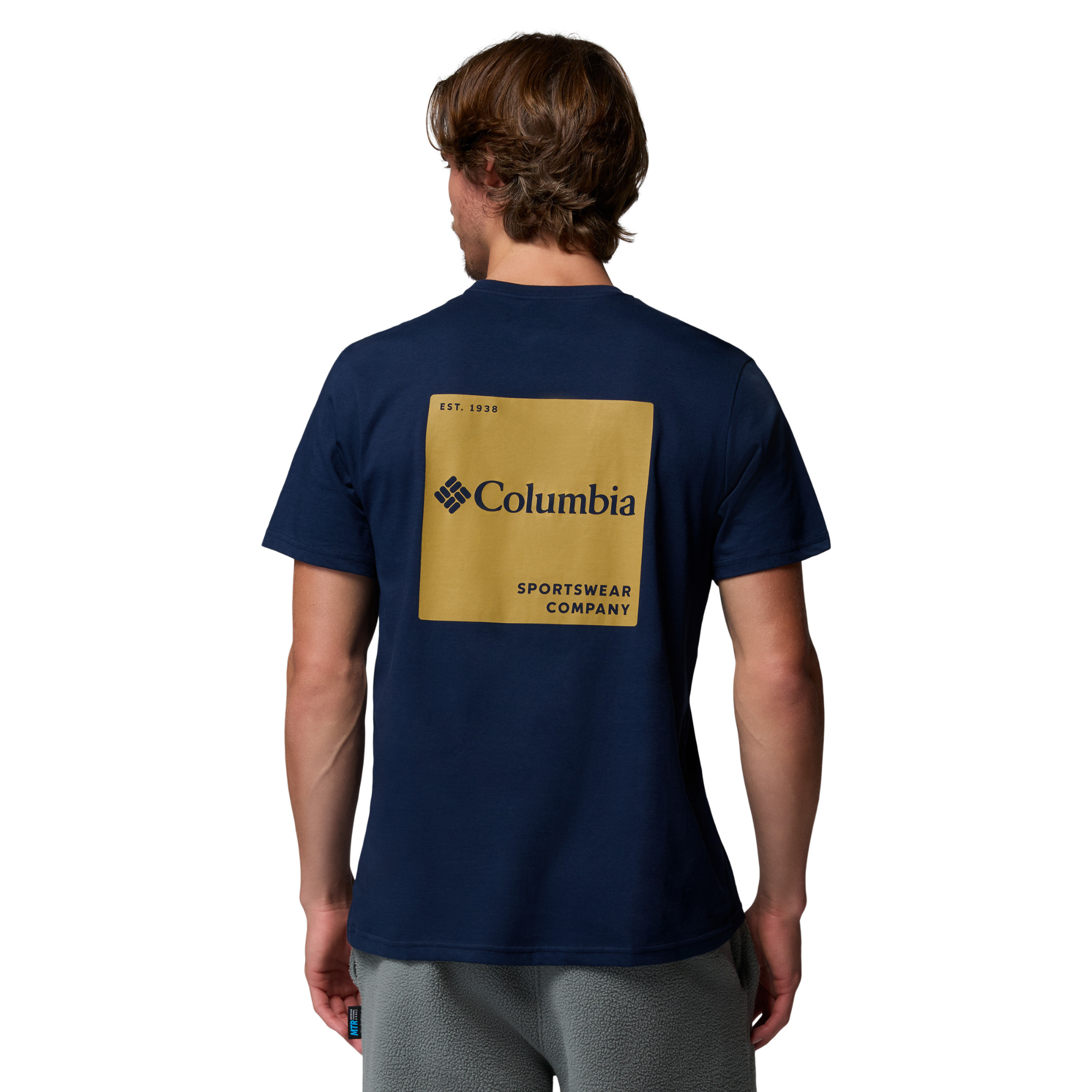 Columbia Men's CSC Logo Back 100% Organic Cotton Short Sleeve Tee Collegiate Navy Boxy Brand 465 2155011