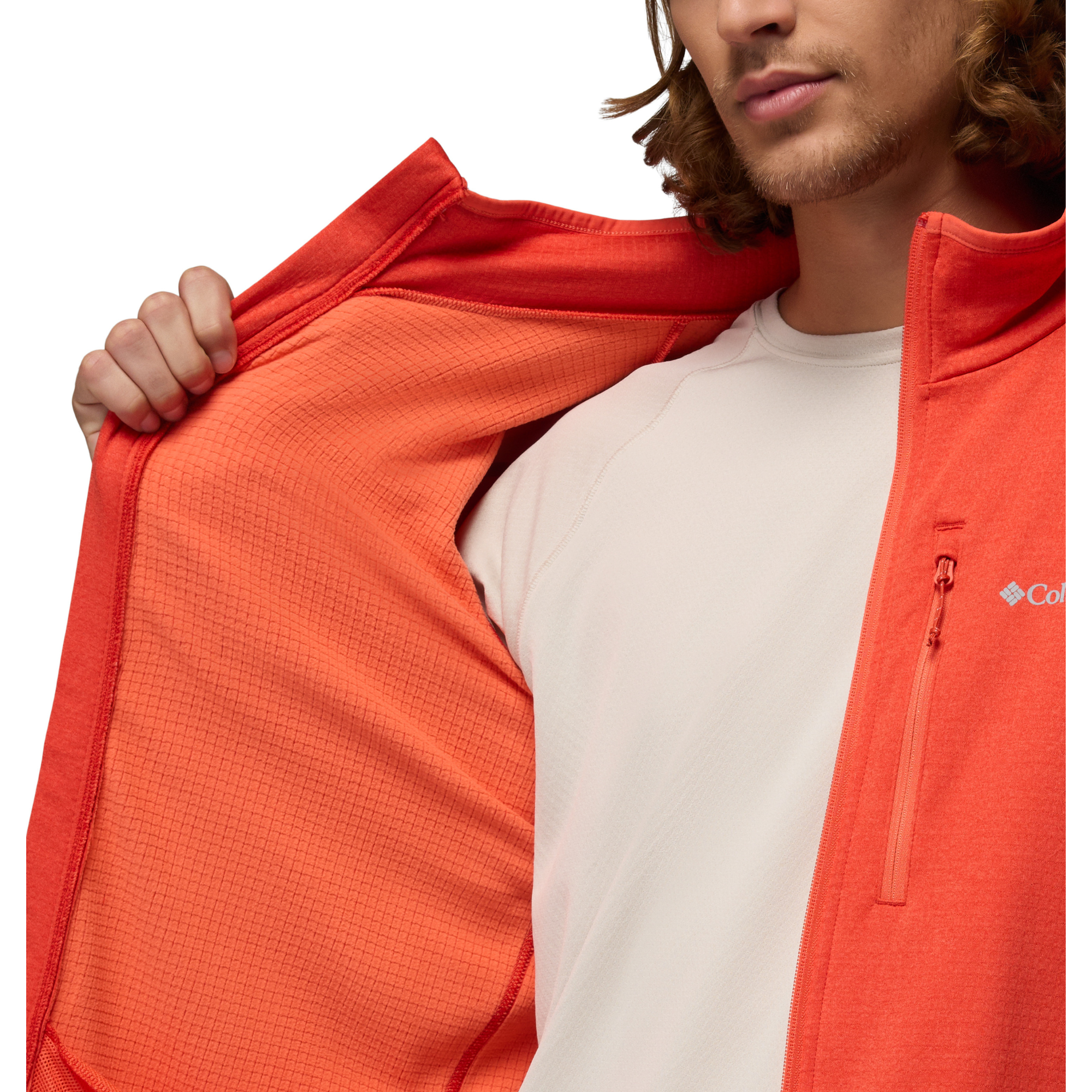 Columbia Men's Essential Hike Grid Full Zip Fleece (Super Sonic/Zing)