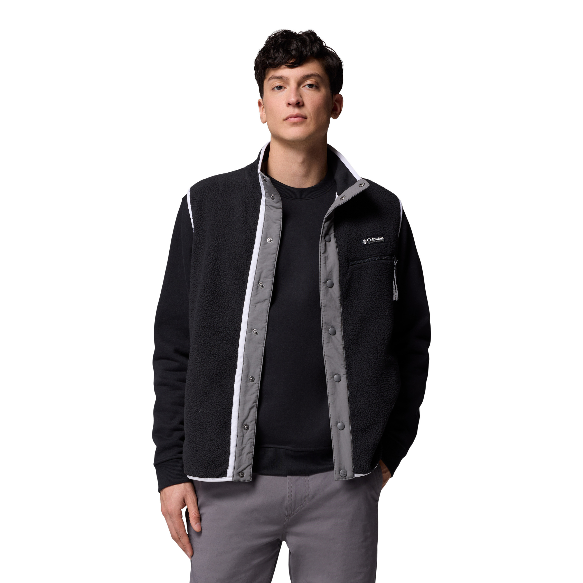 Columbia Men's Helvetia II Full Snap Fleece Vest (Black)