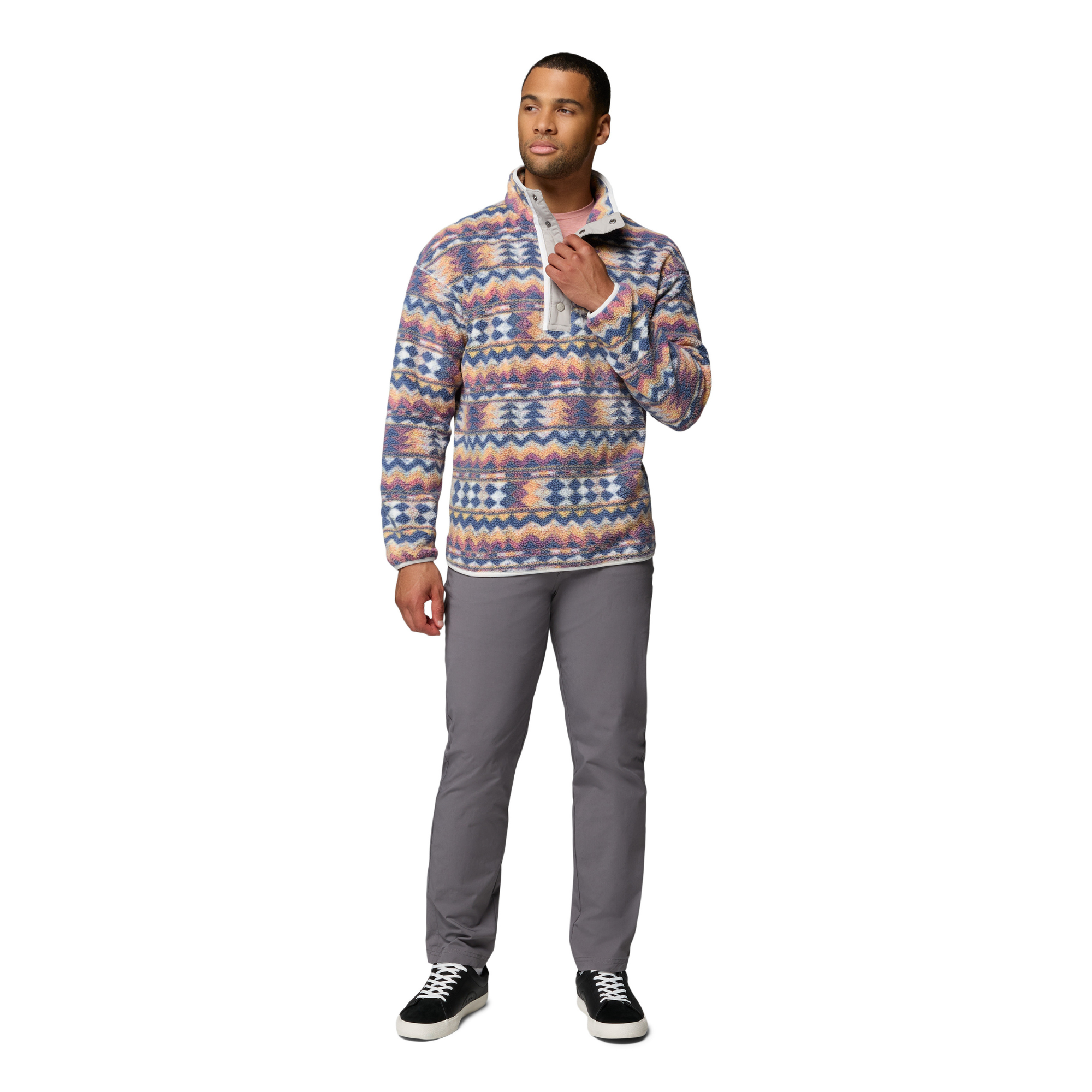 Columbia Men's Helvetia II Printed Half Snap Fleece Top (Sea Salt/Retrotree)