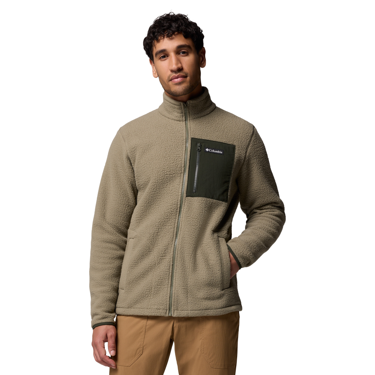 Columbia Men's Jasper Ridge Pebbled Full Zip Fleece (Stone Green/Greenscape)