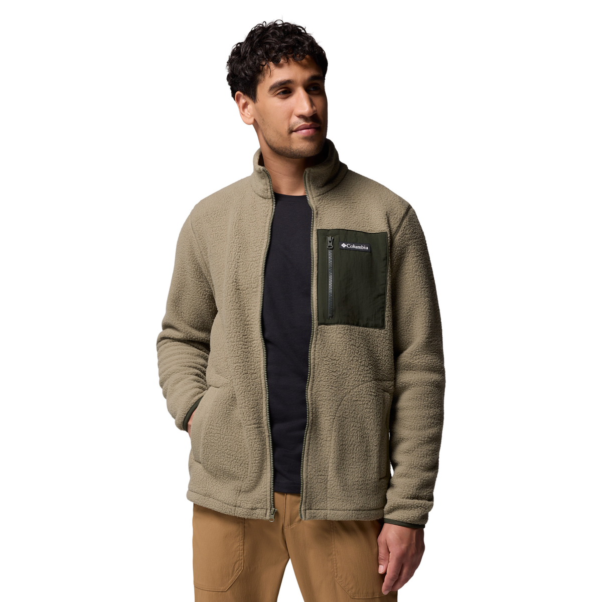 Columbia Men's Jasper Ridge Pebbled Full Zip Fleece (Stone Green/Greenscape)