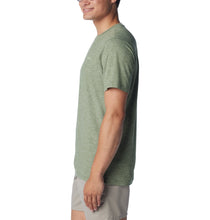 Load image into Gallery viewer, Columbia Men&#39;s Kwick Hike Back Graphic Short Sleeve Technical Tee (Canteen Heather/Mountain Air)
