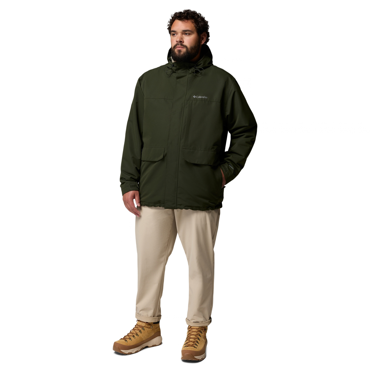 Columbia Men's Landroamer Fleece Lined Waterproof Jacket Greenscape Stone Green 366 2174421