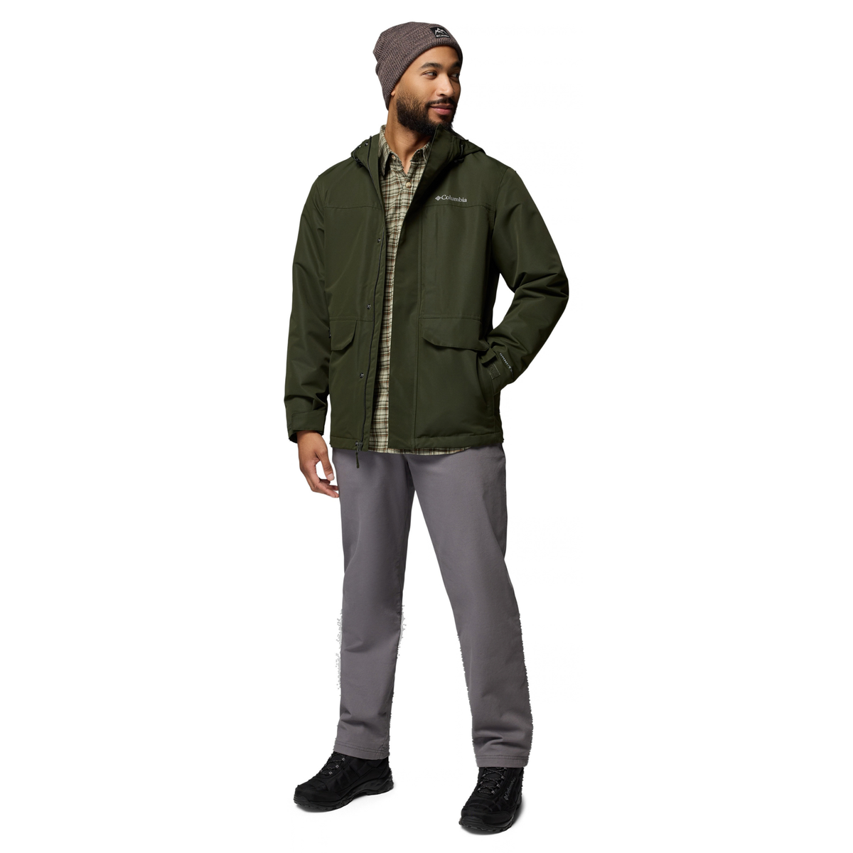 Columbia Men's Landroamer Fleece Lined Waterproof Jacket Greenscape Stone Green 366 2174421