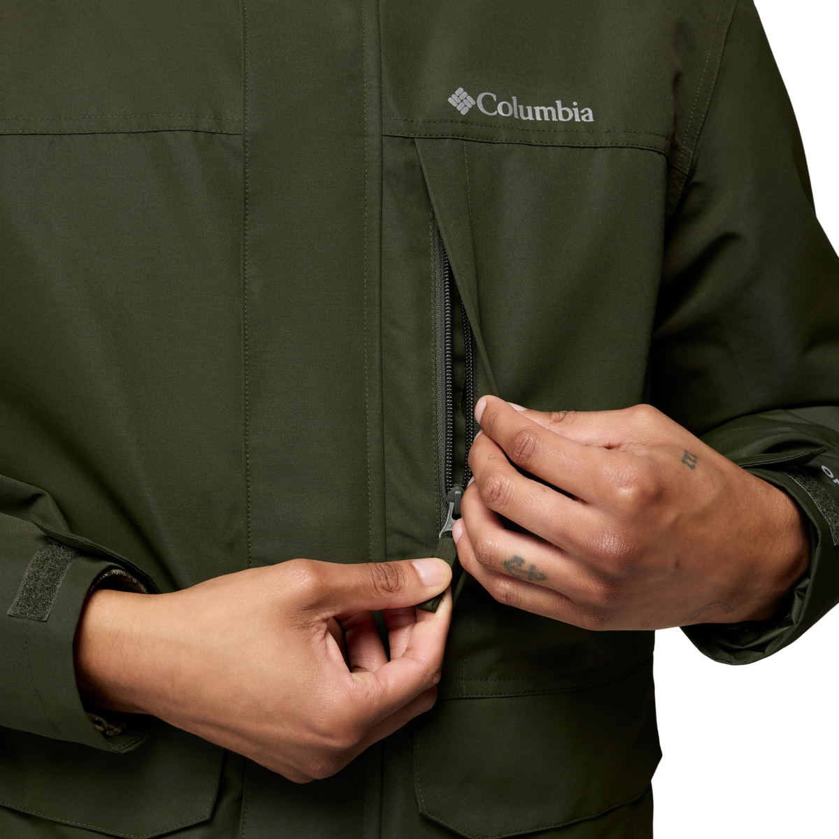 Columbia Men's Landroamer Fleece Lined Waterproof Jacket Greenscape Stone Green 366 2174421