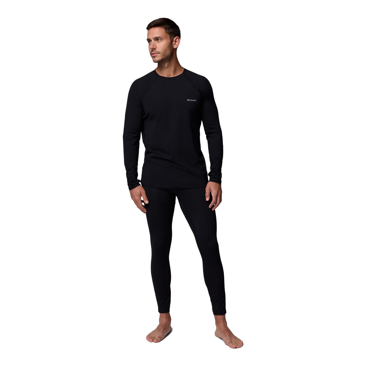 Columbia Men's Midweight Stretch Long Sleeve Crew Baselayer Top (Black)