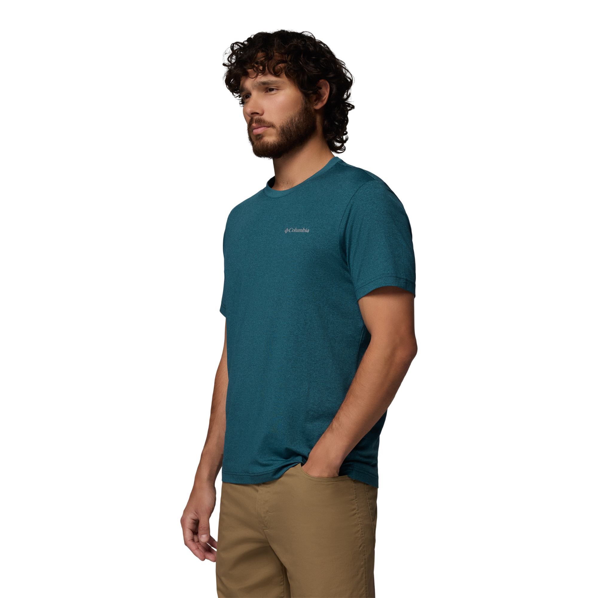 Columbia Men's Parsons Point Back Graphic UPF50 Short Sleeve Tee (Everblue Heather/Splatter Gem)