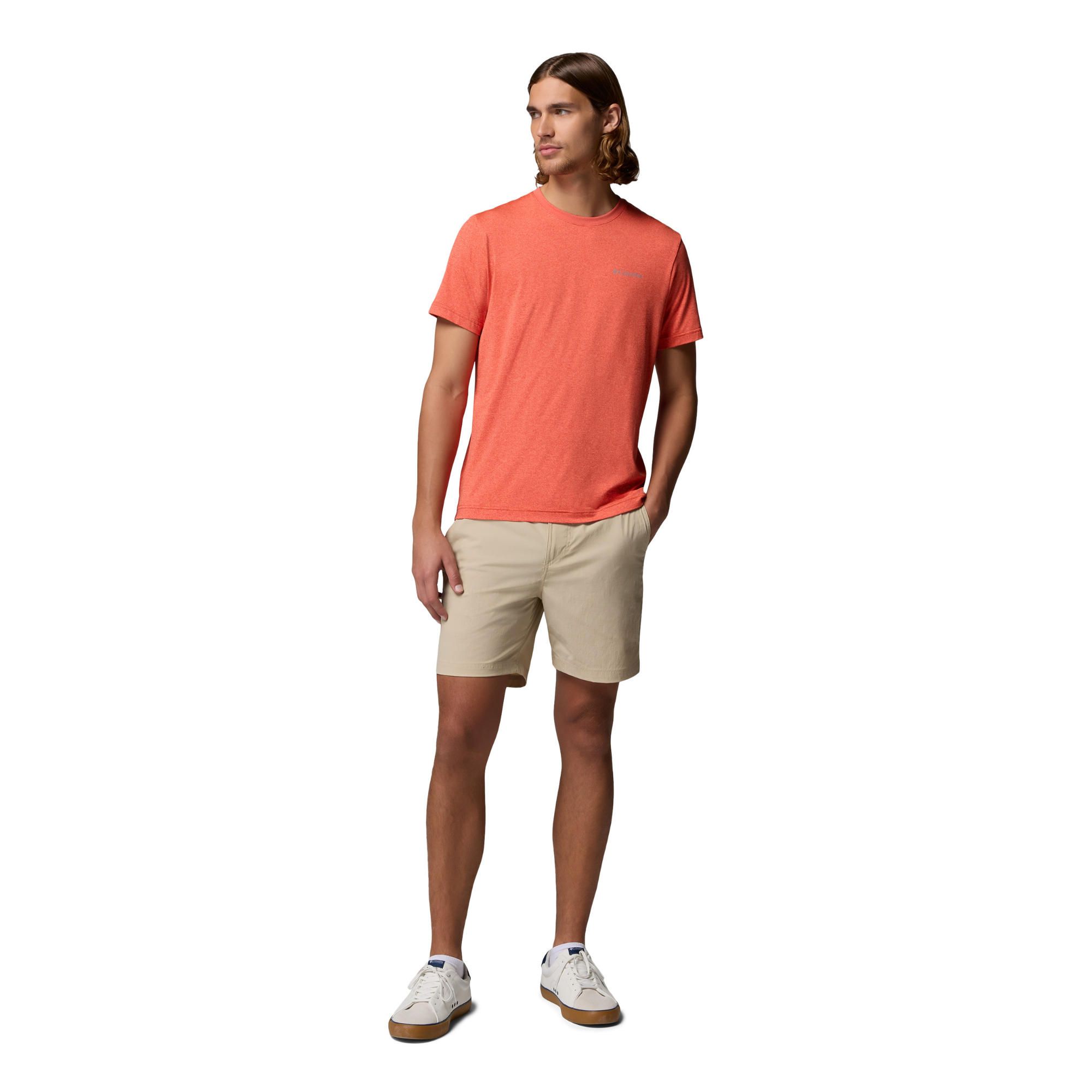 Columbia Men's Parsons Point Back Graphic UPF50 Short Sleeve Tee (Super Sonic Heather/Splatter Gem)