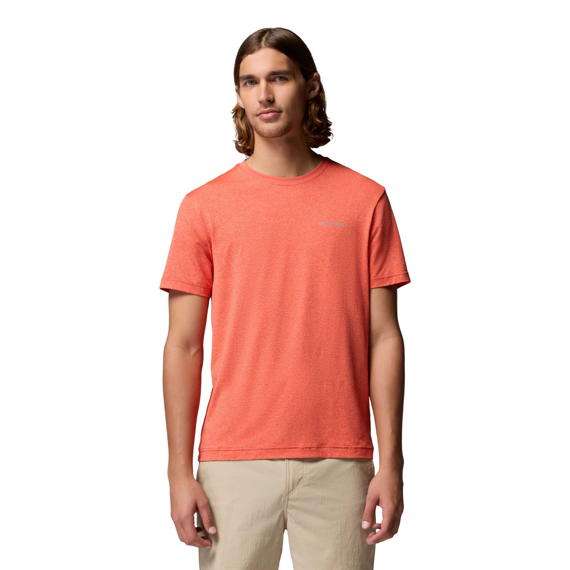 Columbia Men's Parsons Point Back Graphic UPF50 Short Sleeve Tee (Super Sonic Heather/Splatter Gem)