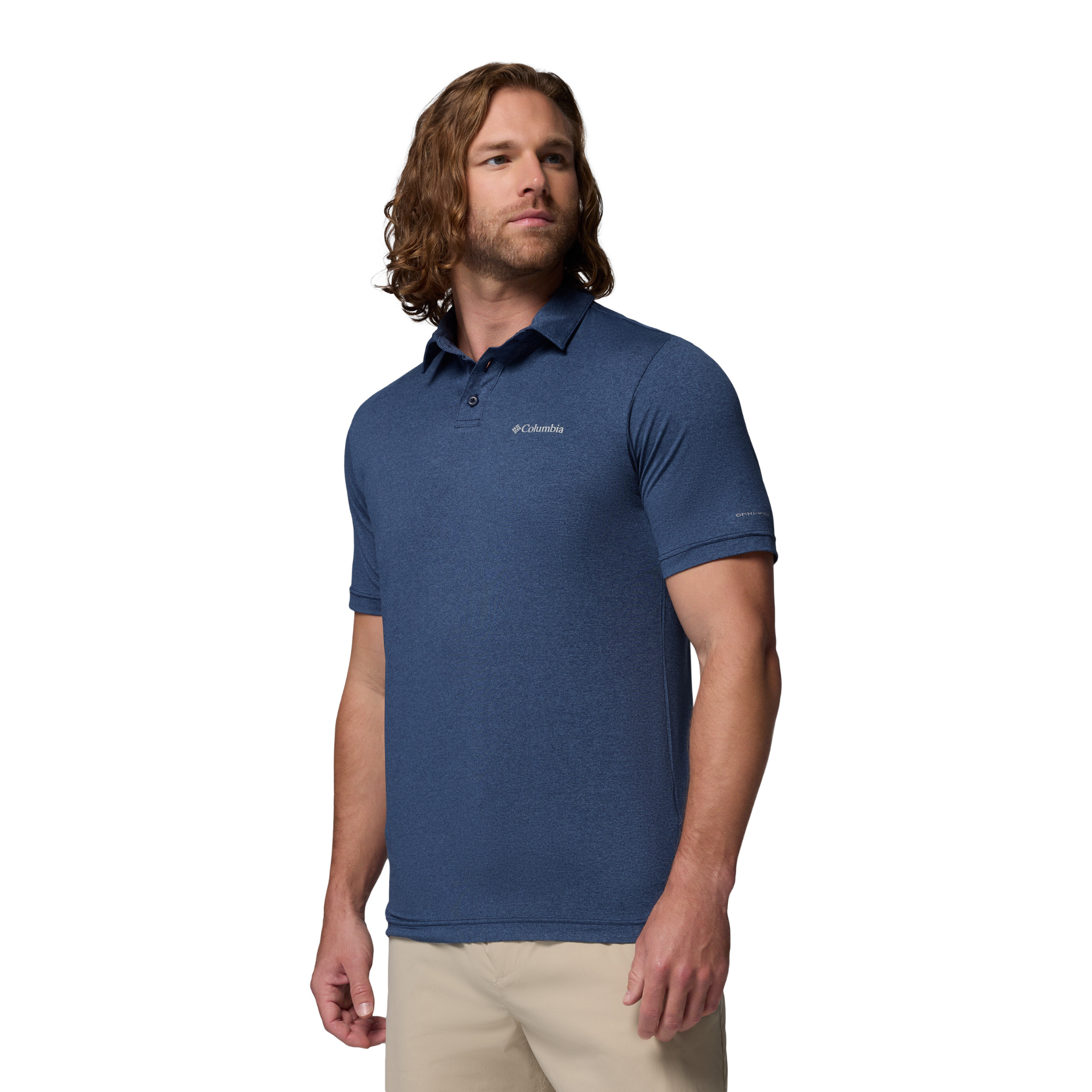 Columbia Men's Parsons Point Technical Polo Shirt (Collegiate Navy/Heather/Mountain Blue)