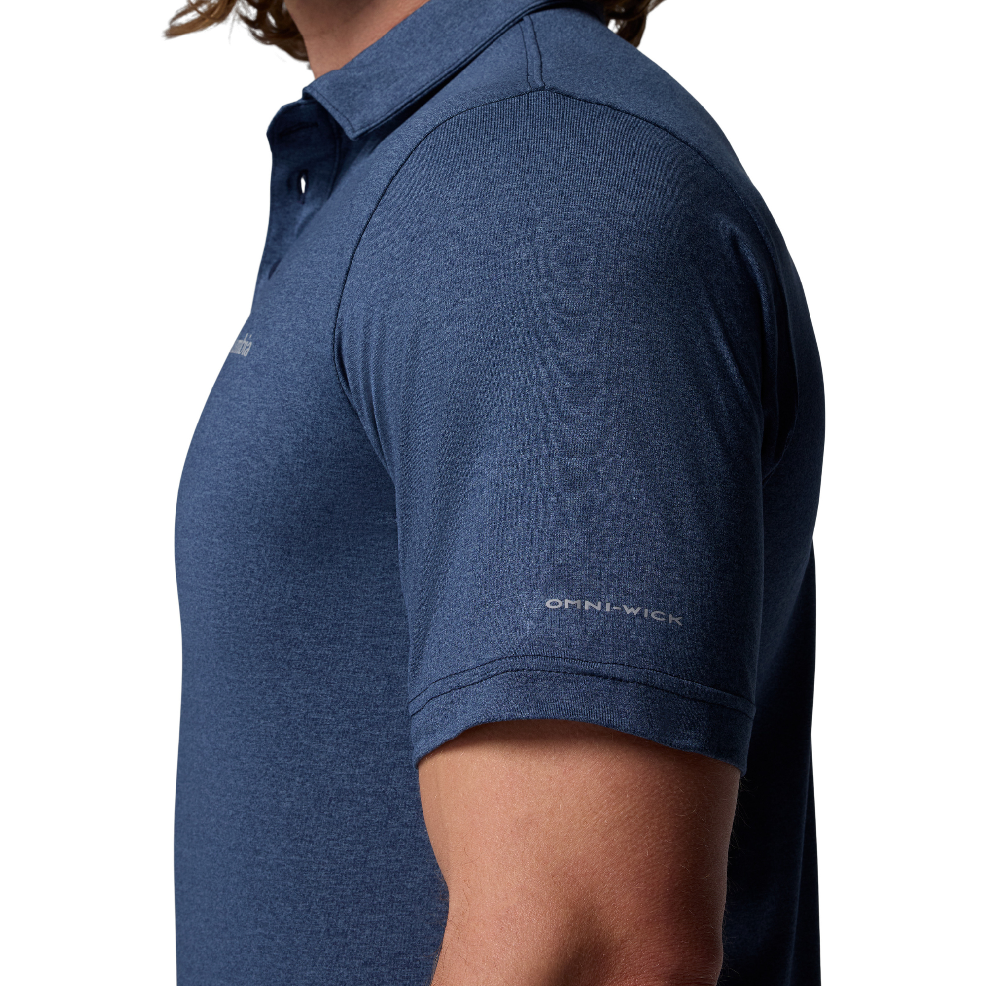 Columbia Men's Parsons Point Technical Polo Shirt (Collegiate Navy/Heather/Mountain Blue)