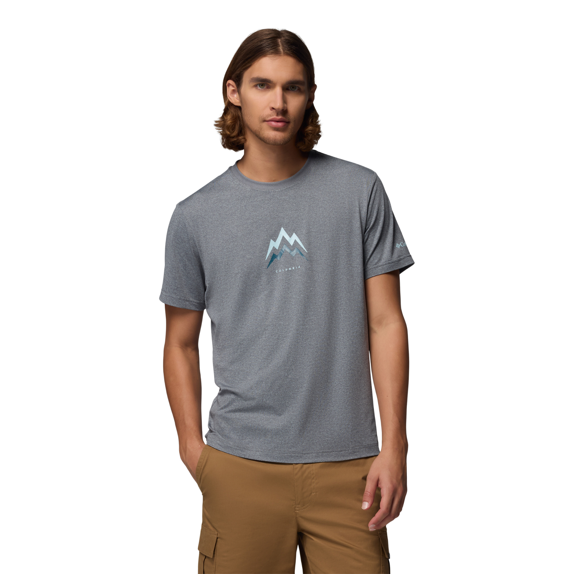 Columbia Men's Parsons Point Graphic Short Sleeve Tee (City Grey Heather/Pointed Peaks)