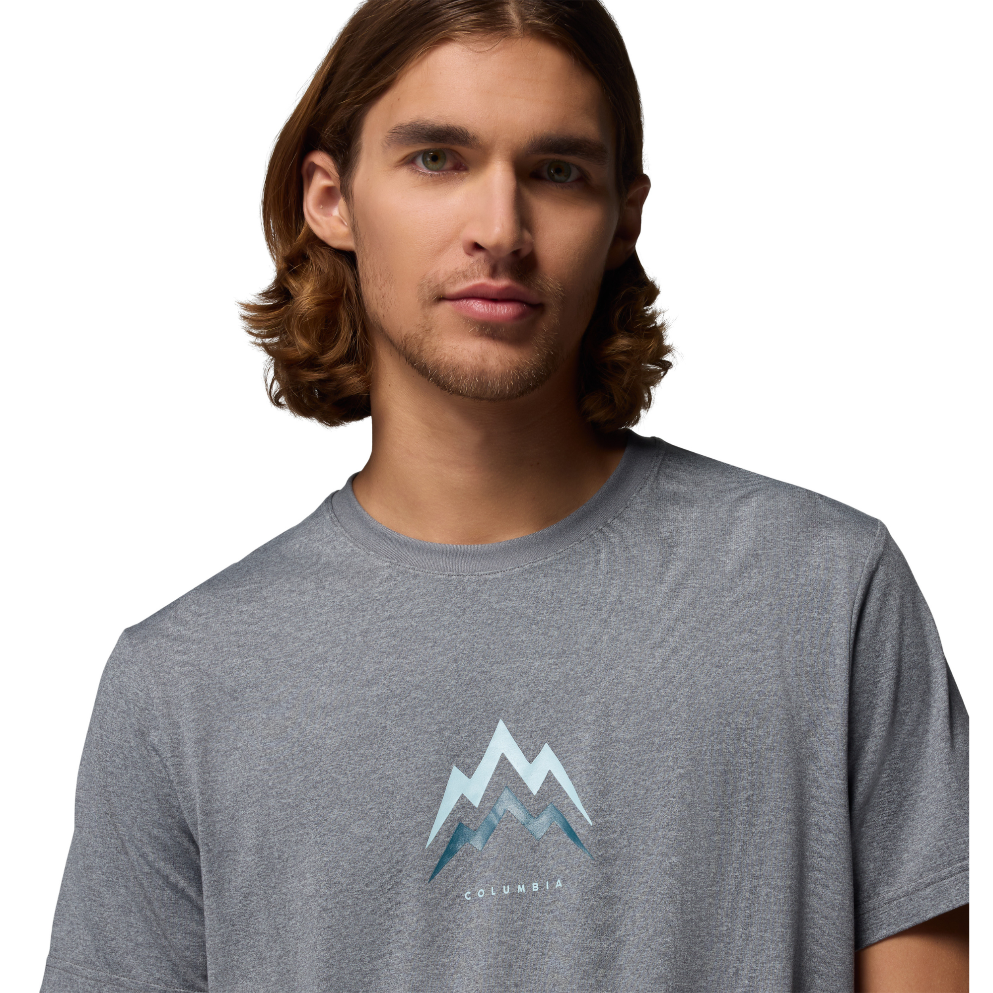 Columbia Men's Parsons Point Graphic Short Sleeve Tee (City Grey Heather/Pointed Peaks)