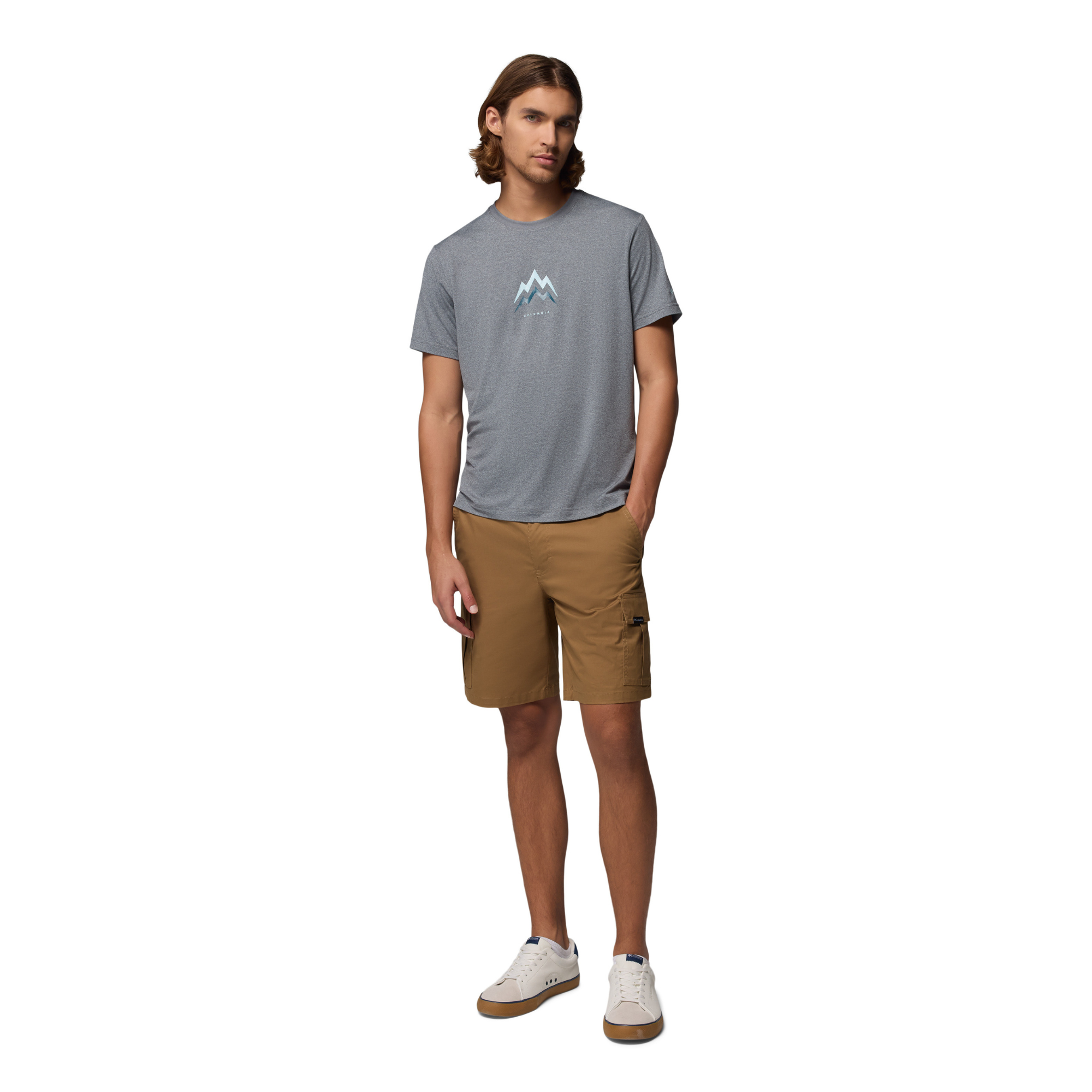 Columbia Men's Parsons Point Graphic Short Sleeve Tee (City Grey Heather/Pointed Peaks)