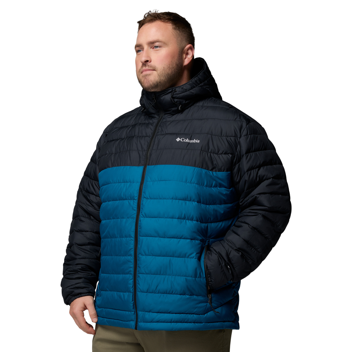 Columbia Men's Powder Lite II Hooded Insulated Jacket Phoenix Blue Black 442 2086944